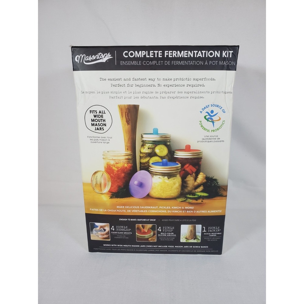 Masontops Complete Fermentation Kit 9pc Pickle Pipes Pebbles Packer Mason Jar